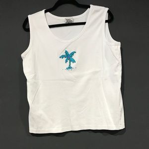 White Tank Top with Palm Tree